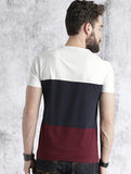 Roadster Men White & Navy Colourblocked T-shirt