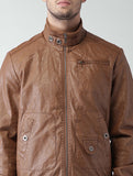 Mast & Harbour Brown Faux Leather Biker Jacket