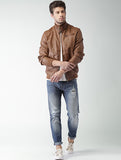 Mast & Harbour Brown Faux Leather Biker Jacket